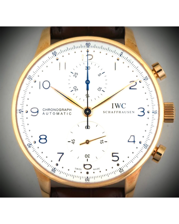 IWC Schaffhausen Portugieser Chronograph 40.9MM Silver Dial Leather Strap (IW371480)