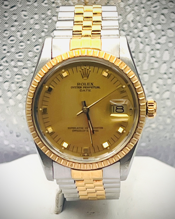 1982 Rare Rolex Oyster Perpetual Date 34MM Champagne Dial Two-Tone Jubilee Bracelet (15053)