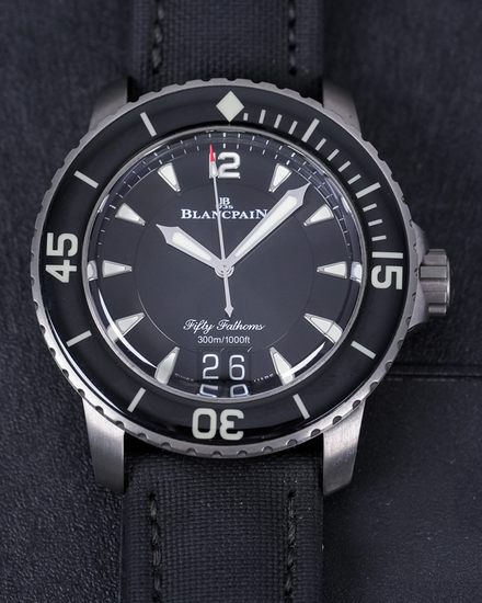 2024 Blancpain Fifty Fathoms Grande Date 45MM Black Dial Textile Strap (5050-12B30-B52A)