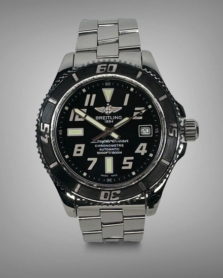 2011 Breitling Superocean 42MM Black Dial Steel Bracelet (A173640BA2B131A)