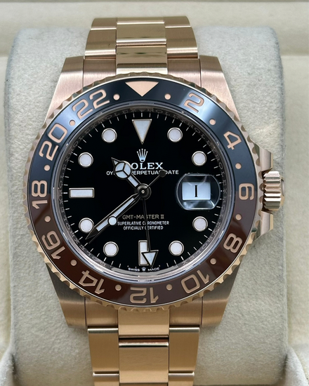 2022 Rolex GMT-Master II "Rootbeer" 40MM Black Dial Rose Gold Oyster Bracelet (126715CHNR)
