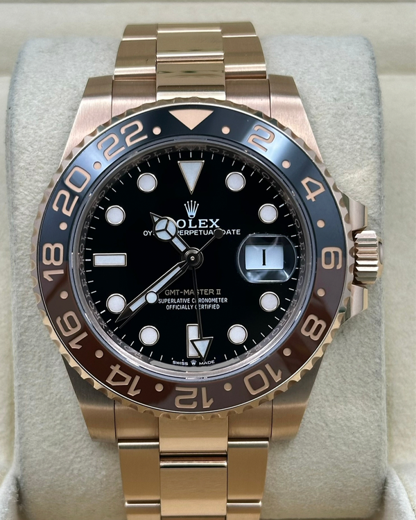 2022 Rolex GMT-Master II "Rootbeer" 40MM Black Dial Rose Gold Oyster Bracelet (126715CHNR)
