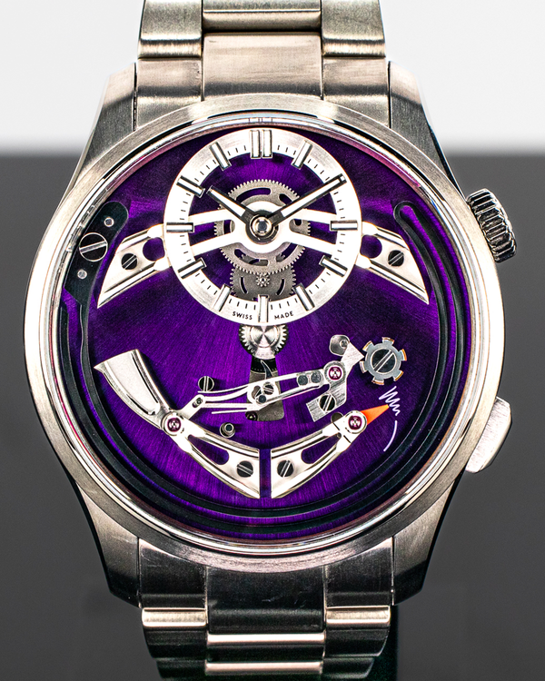 2024 Christopher Ward Bel Canto Alarm 42MM Purple Dial Steel Bracelet (C01-41APT2-T00P0)