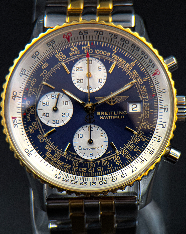 No Reserve - Breitling Navitimer 41MM Blue Dial Aftermarket Two-Tone Bracelet (D13022)