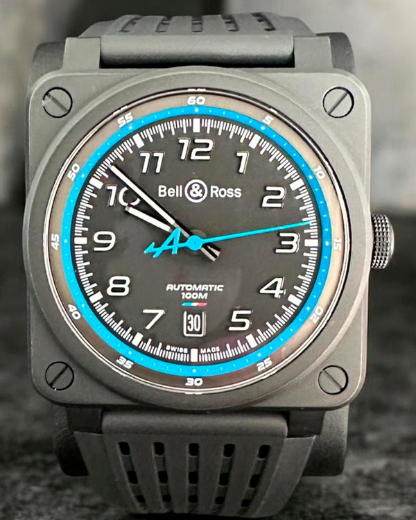 2024 Bell & Ross BR 03 92 "Alpine" L. E. 42MM Black Dial Rubber Strap (BR0392-A522-CE/SRB)