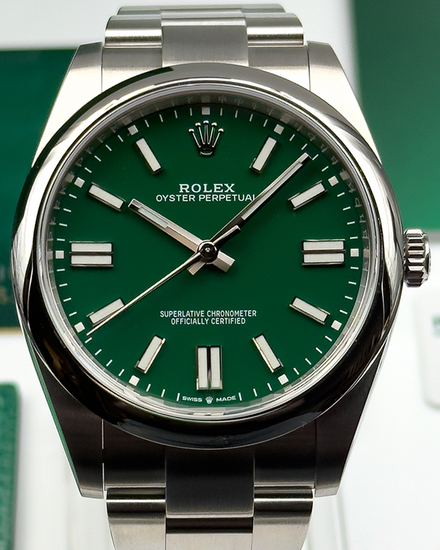 2021 Rolex Oyster Perpetual 41MM Green Dial Oyster Bracelet (124300)
