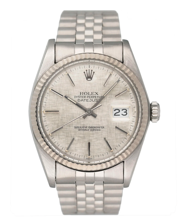 1983 Rolex Datejust 36MM Silver "Linen Motif" Dial Jubilee Bracelet (16014)