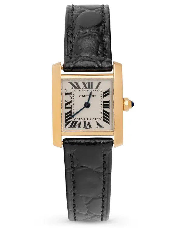 Cartier Tank Française 20MM Quartz Silver Dial Aftermarket Leather Strap (1820)