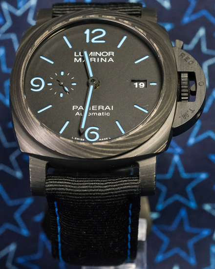 No Reserve - 2022 Panerai Luminor Marina Carbotech 44MM Black Dial Textile Strap (PAM01661)