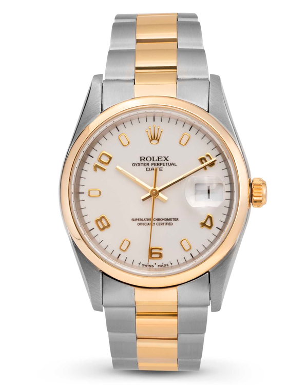 Rolex Oyster Perpetual Date 34MM White Dial Two-Tone Oyster Bracelet (15203)