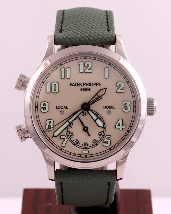 2025 Patek Philippe Calatrava Pilot Travel Time 42MM Ivory Dial Textile Strap (5524G-010)