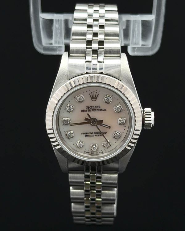 1990 (E Serial) Rolex Oyster Perpetual 26MM Aftermarket Mother Of Pearl Dial Jubilee Bracelet (67194)