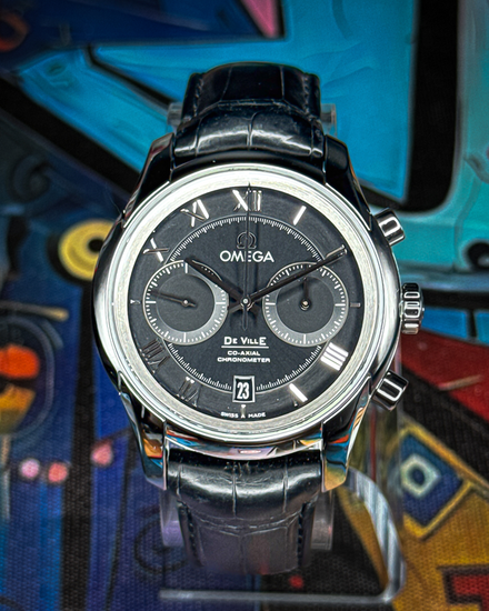 No Reserve - Omega De Ville Hour Vision 42MM Black Dial Leather Strap (431.13.42.51.01.001)