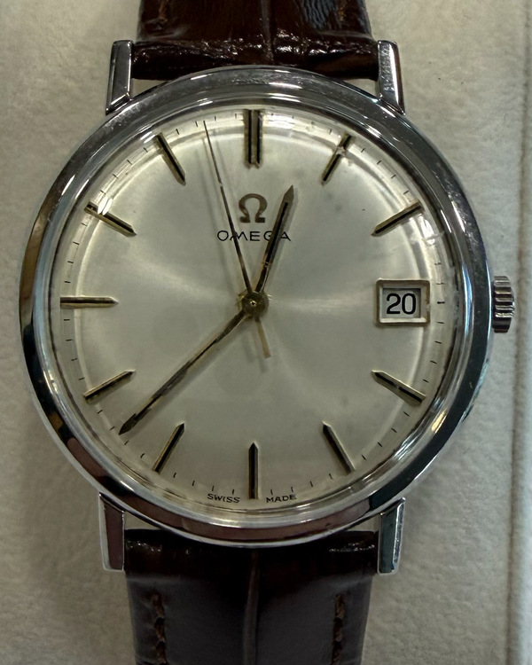 1959 Omega Vintage 34MM Silver Dial Aftermarket Leather Strap (132.019)