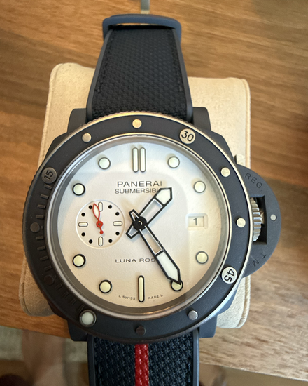 2025 Panerai Submersible Ti-Ceramitech Luna Rossa 44MM White Dial Rubber Strap (PAM01543)