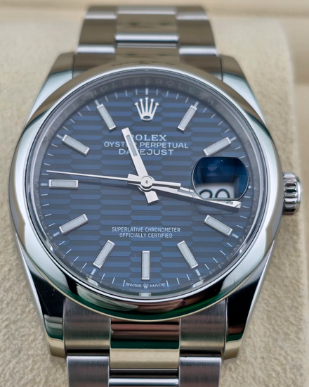 2022 Rolex Datejust 36MM Blue "Fluted Motiff" Dial Oyster Bracelet (126200)