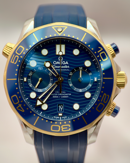 2024 Omega Seamaster Diver 300M Chronograph 44MM Blue Dial Rubber Strap (210.22.44.51.03.001)