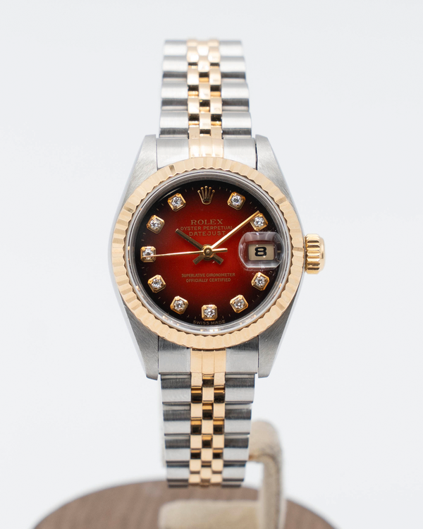 1997 Rolex Lady-Datejust 26MM Red Vignette Dial Aftermarket Two-Tone Jubilee Bracelet (69173)