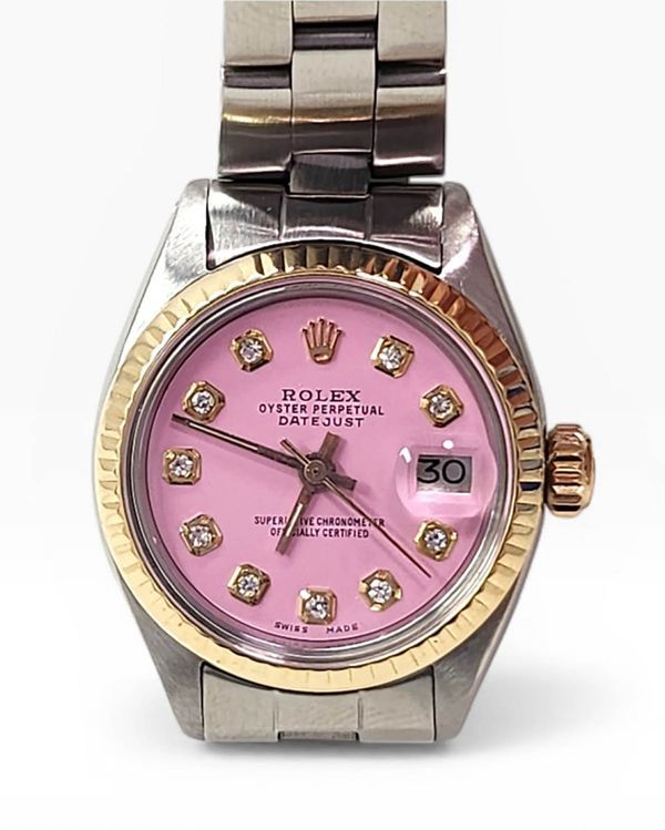 Rolex Lady-Datejust 26MM Aftermarket Pink Dial Oyster Bracelet (6917)