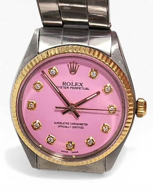 Rolex Oyster Perpetual 34MM Aftermarket Pink Dial Oyster Bracelet (5500)