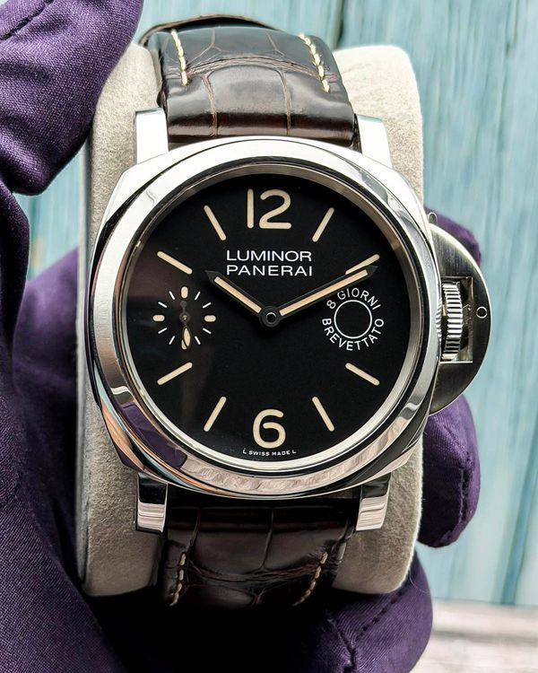 2018 Panerai Luminor Marina 8 Days Acciao 44MM Black Dial Leather Strap (PAM00590)