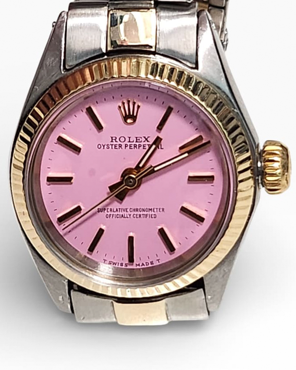Rolex Oyster Perpetual 26MM Aftermarket Pink Dial Two-Tone Oyster Bracelet (6623)