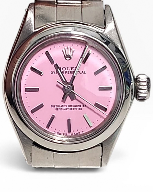 Rolex Oyster Perpetual 25MM Aftermarket Pink Dial Oyster Bracelet (6618)
