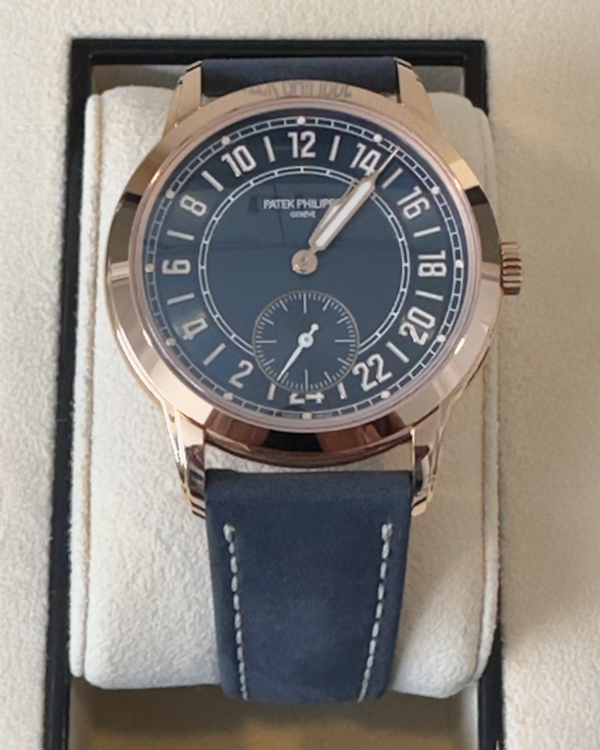 2024 Patek Philippe Calatrava Pilot Travel Time 42MM Blue Dial Leather Strap (5224R-001)