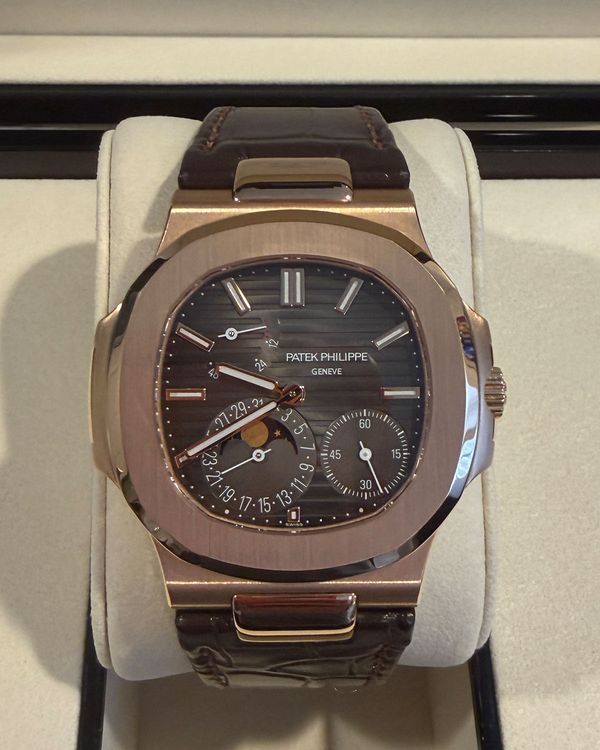 2023 Patek Philippe Nautilus Moonphase 40MM Grey Dial Leather Strap (5712R-001)