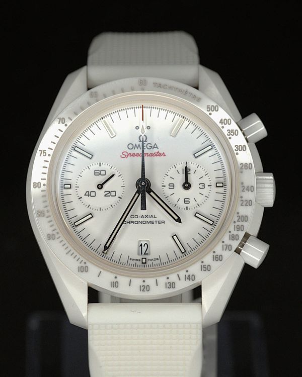 2017 Omega Speedmaster Dark Side of the Moon "White Side of the Moon" 44.25MM White Dial Aftermarket Rubber Strap (311.93.44.51.04.002)