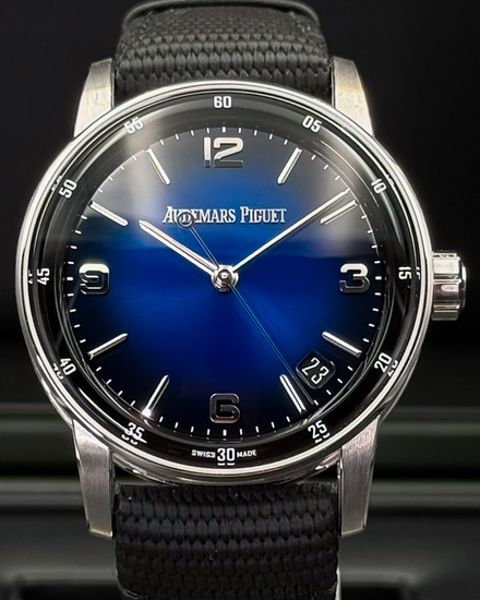 2022 Audemars Piguet Code 11.59 41MM Blue "Ombré" Dial Textile Strap (15210BC.OO.A002KB.01)