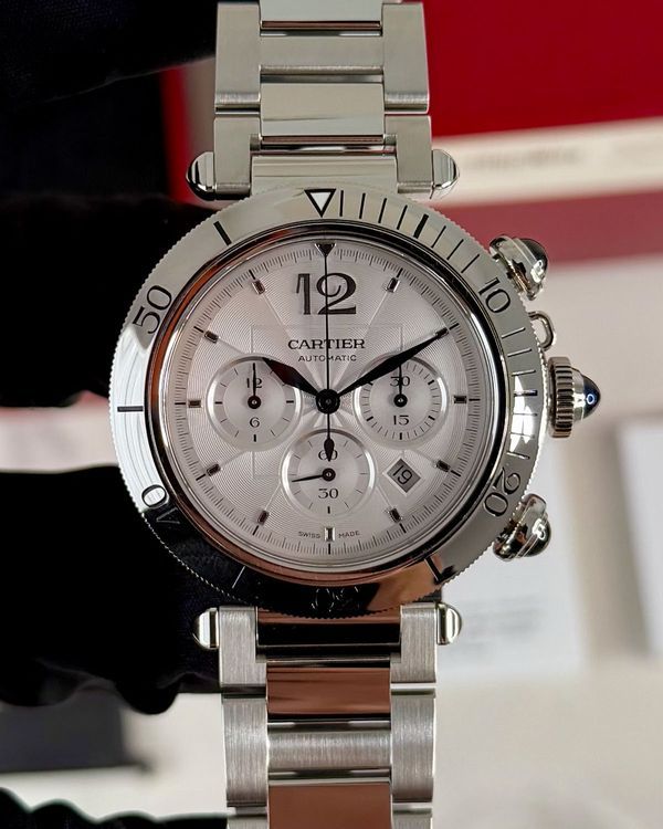 2021 Cartier Pasha De Cartier Chronograph 41MM Silver Dial Steel Bracelet (WSPA0018)
