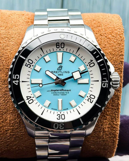 Breitling Superocean 44MM Turquoise Dial Steel Bracelet (A17376)