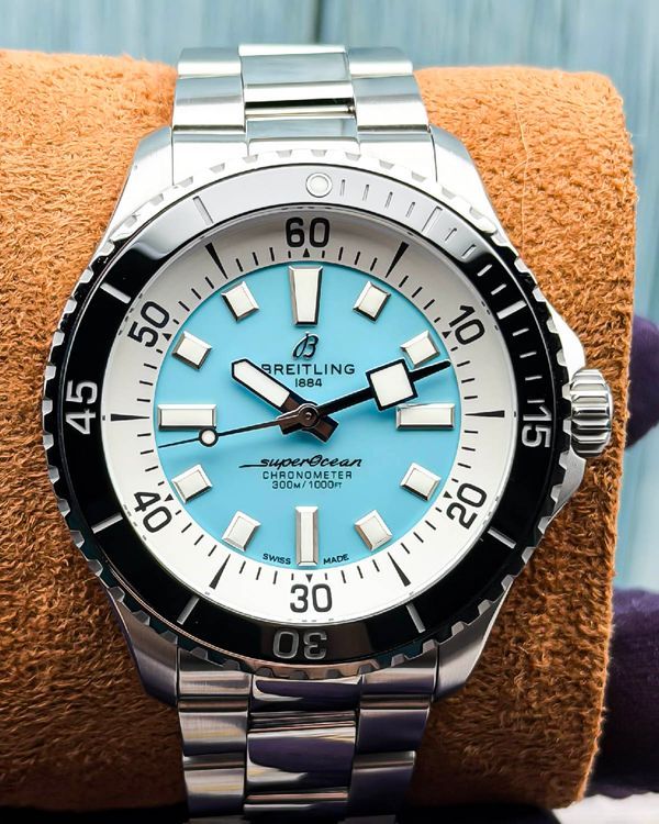 Breitling Superocean 44MM Turquoise Dial Steel Bracelet (A17376)