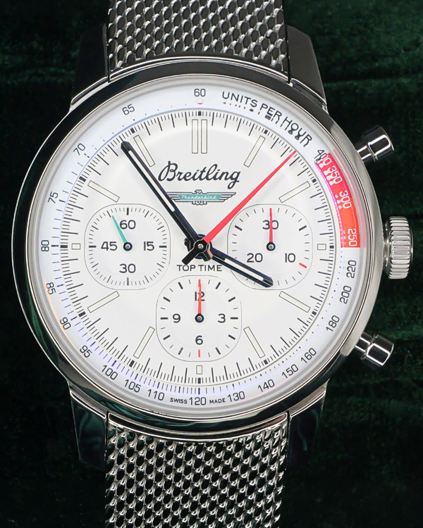 Breitling Top Time "Ford Thunderbird" 41MM White Dial Steel Bracelet (AB0176)