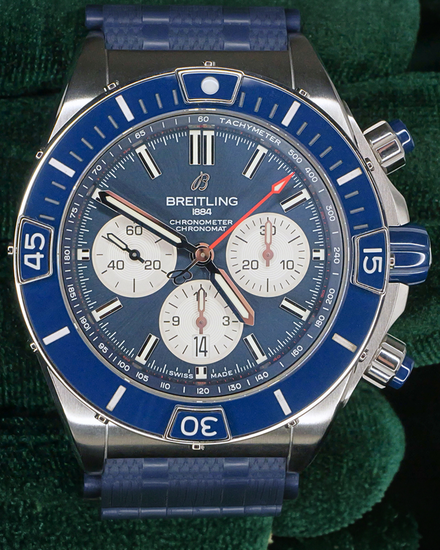 Breitling Super Chronomat B01 44MM Blue Dial Rubber Strap (AB0136)