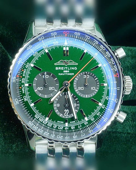 Breitling Navitimer 1 B01 Chronograph 46MM Green Dial Steel Bracelet (AB0137)