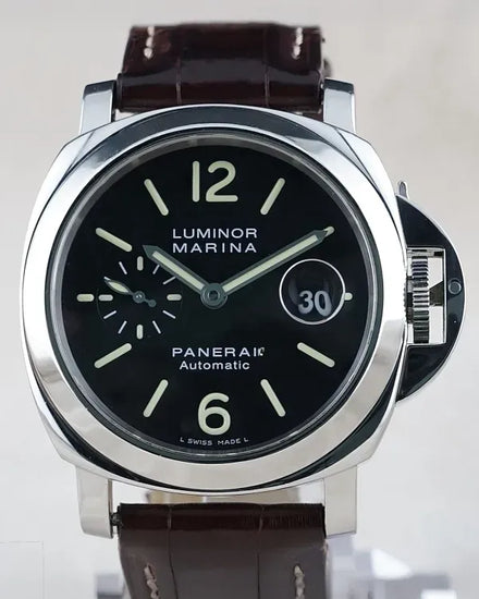 Panerai Luminor Marina 44MM Black Dial Leather Strap (PAM00104)