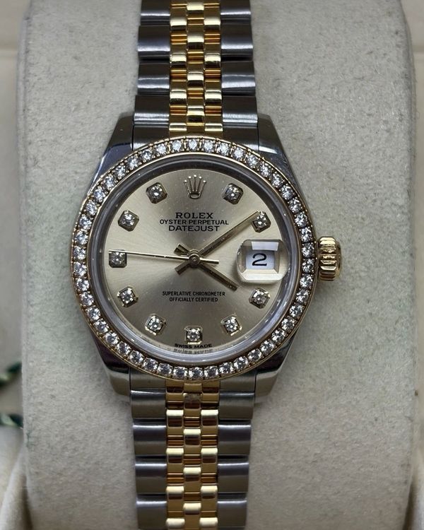 Rolex Lady-Datejust 28MM Champagne Dial Two-Tone Super Jubilee Bracelet (279383RBR)