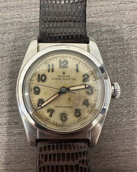 Rolex Bubbleback 32MM Champagne Dial Aftermarket Leather Strap (2940)