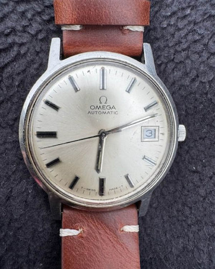 Omega Geneve Vintage 35MM Silver Dial Aftermarket Leather Strap (166.070)