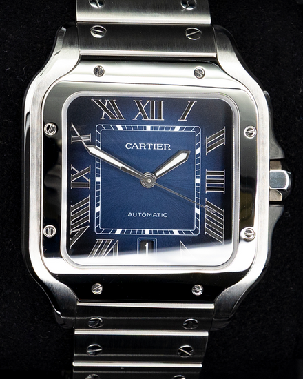 2024 Cartier Santos de Cartier 39.8MM Blue Dial Steel Bracelet (WSSA0071)