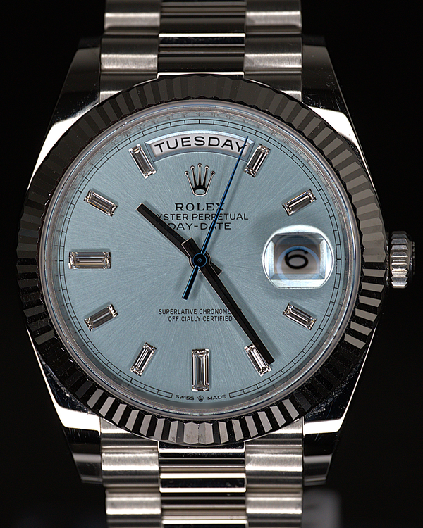 2024 Rolex Day-Date 40MM Ice Blue Dial Platinum President Bracelet (228236)