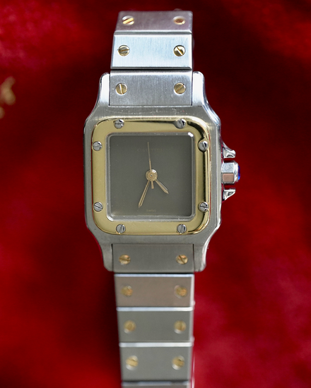 1980 Cartier Santos Galbée 25MM Grey "Ghost" Dial Two-Tone Bracelet (0902)