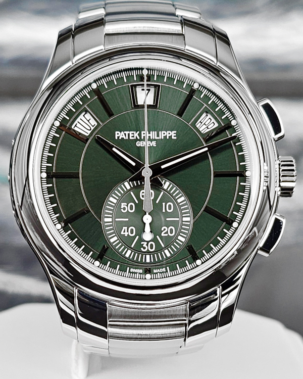 2021 Patek Philippe Annual Calendar Chronograph 42MM Green Dial Steel Bracelet (5905/1A-001)