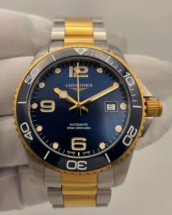 Longines HydroConquest 41MM Blue Dial Gold-Plated Two-Tone Bracelet (L37813967)