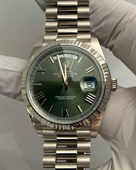 2026 Rolex Day-Date 40MM Green Dial White Gold President Bracelet (228239)