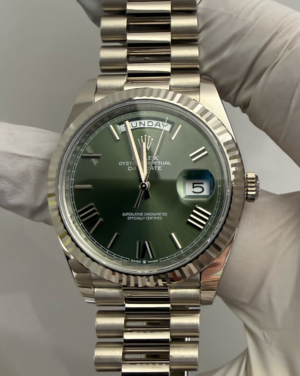 2026 Rolex Day-Date 40MM Green Dial White Gold President Bracelet (228239)