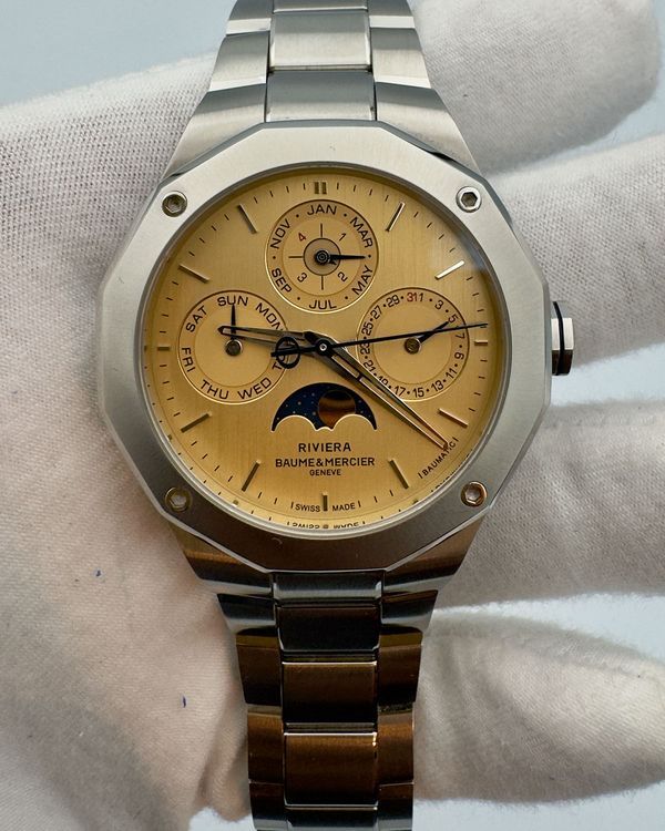 2024 Baume & Mercier Riviera Perpetual Calendar "50th Riviera Anniversary" L.E. 40MM Champagne Dial Steel Bracelet (10742)