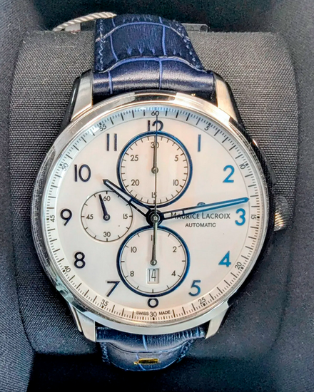 2025 Maurice Lacroix Pontos 43MM White Dial Leather Strap (PT6388-SS001-120-4)